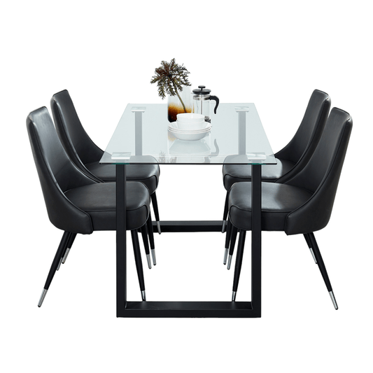 Franco/Silvano 5pc Dining Set in Black with Vintage Grey Chair