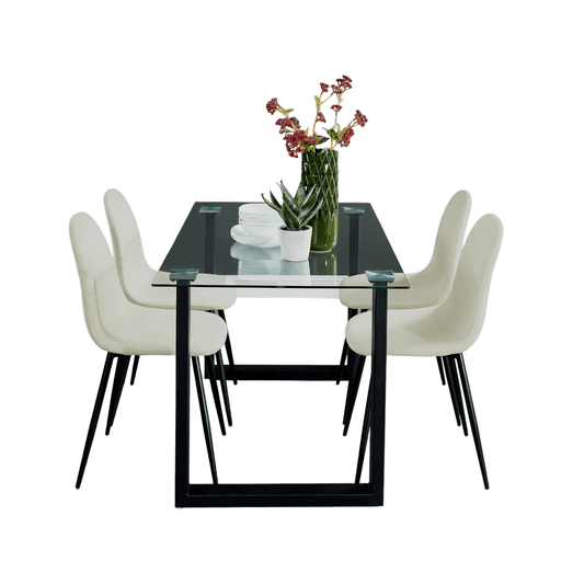 Franco/Olly 5pc Dining Set in Black with Beige Chair