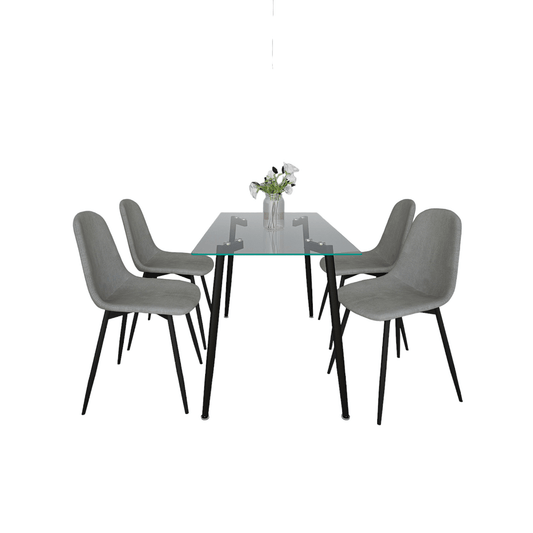 Abbot/Olly 5pc Dining Set in Black with Grey Chair