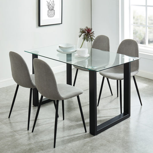 Franco/Olly 5pc Dining Set in Black with Grey Chair