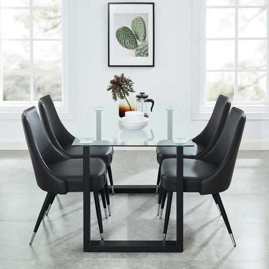 Franco/Silvano 5pc Dining Set in Black with Vintage Grey Chair