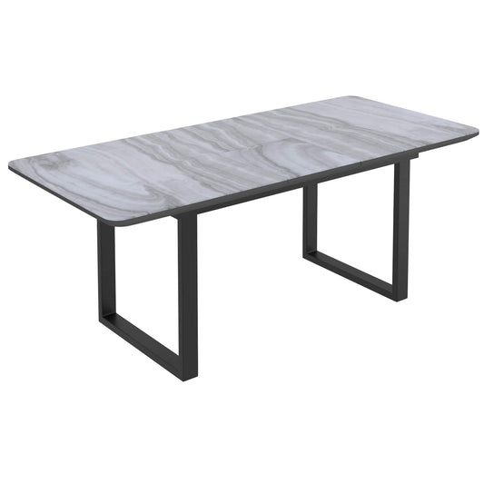 Gavin Dining Table w/ Extension in Black and Faux Marble
