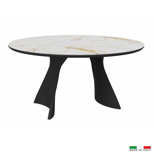 Palermo Round Dining Table 59" Golden White