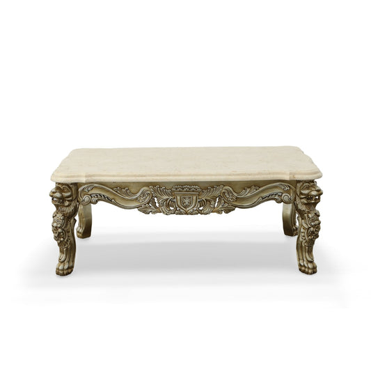 Platina Lion Coffee Table with Marble Top