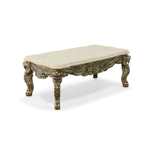Platina Lion Coffee Table with Marble Top