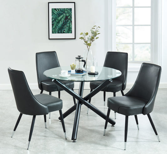 Suzette/Silvano 5pc Dining Set in Black with Vintage Grey Chair