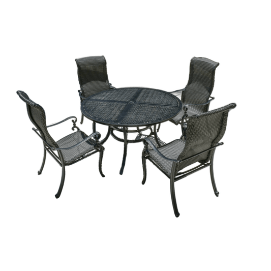 Windermere Woven Outdoor Round Dining Table Set of 5 (KIT)