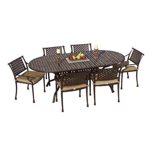 Savannah Outdoor Aluminum Oval Dining Table Set of 7 (KIT)