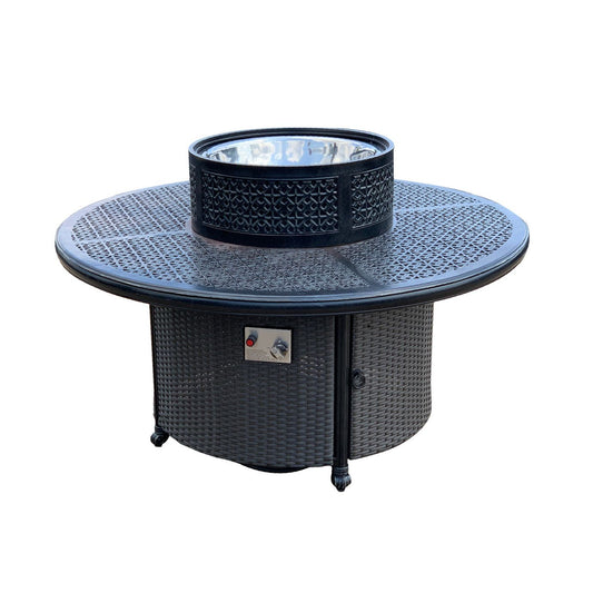 Windermere All Inclusive Outdoor Gas Firepit Club Table Set (KIT)