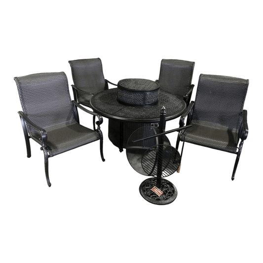Windermere All Inclusive Outdoor Gas Firepit Club Table Set (KIT)