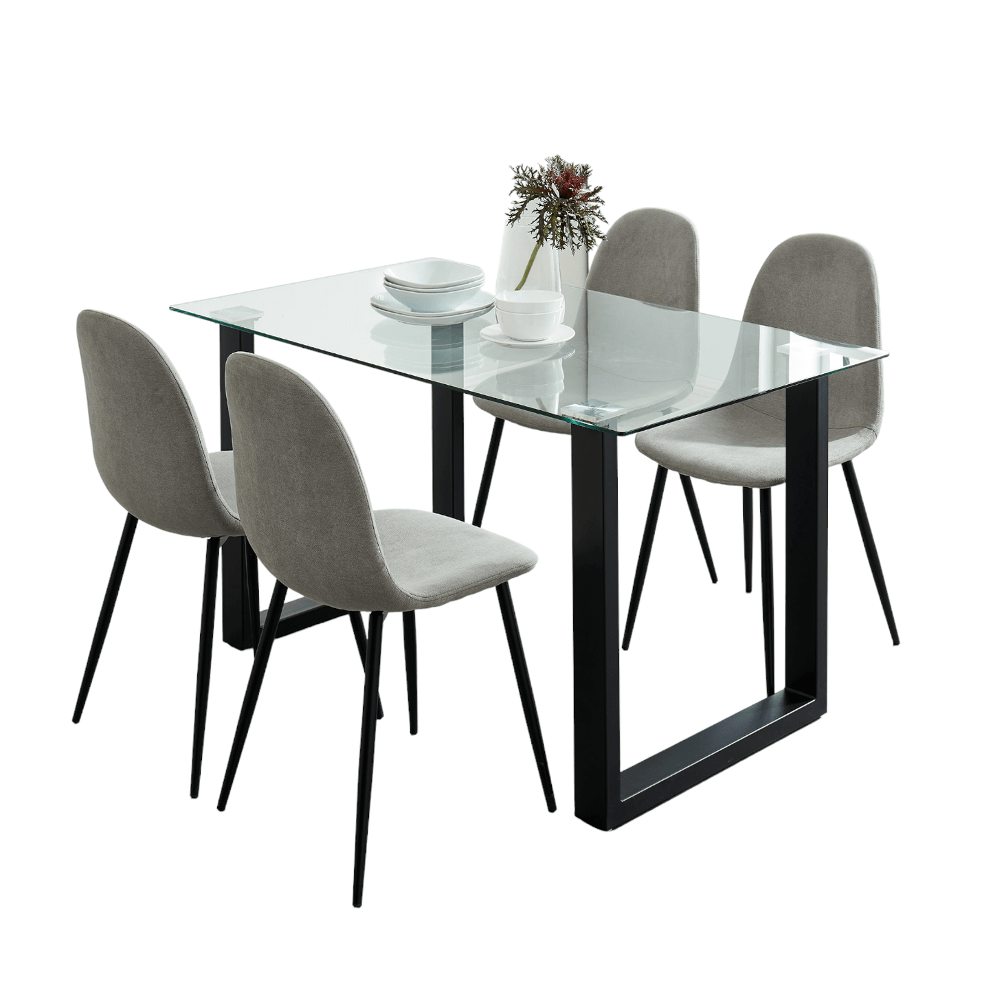 Franco/Olly 5pc Dining Set in Black with Grey Chair