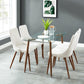 Abbot/Cora 5pc Dining Set in Walnut with Beige Chair