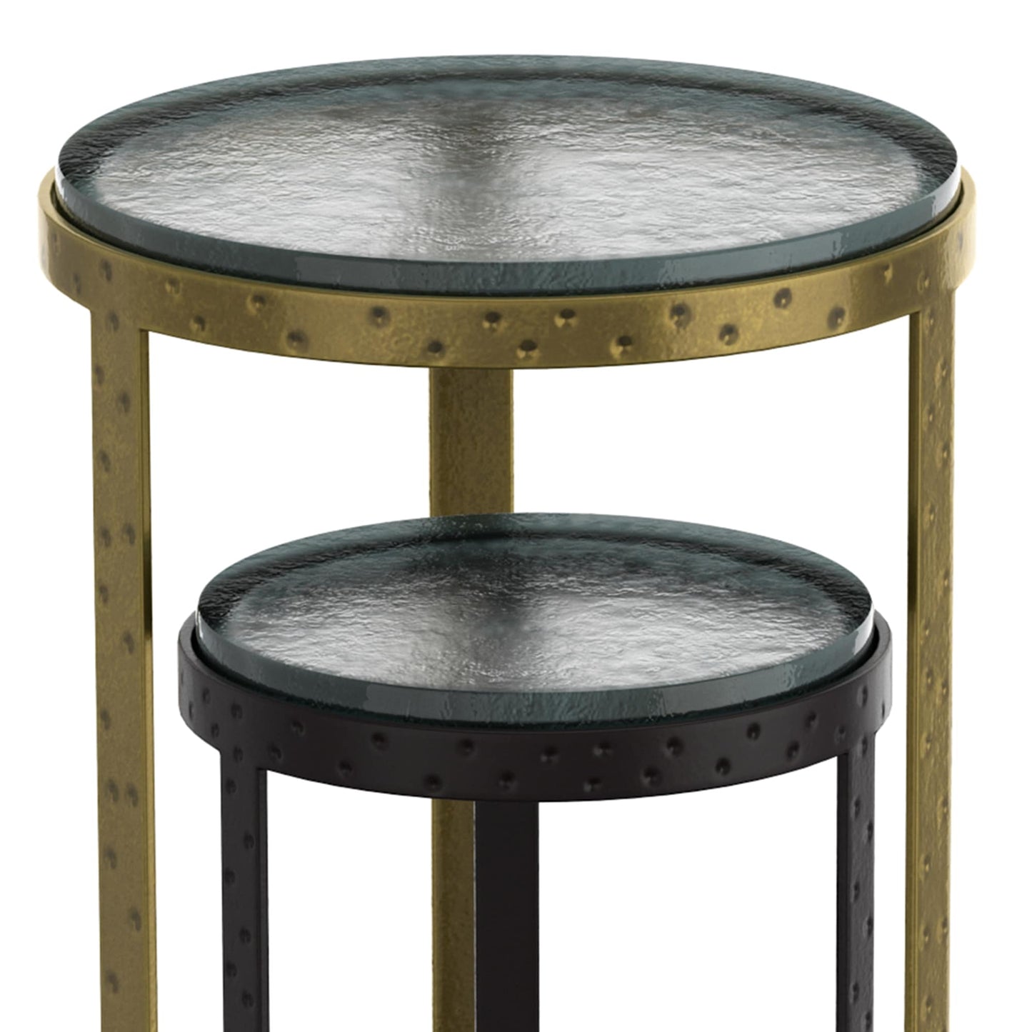 Ares 2pc Accent Table Set in Black and Antique Gold