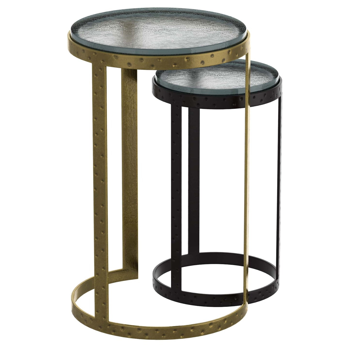 Ares 2pc Accent Table Set in Black and Antique Gold