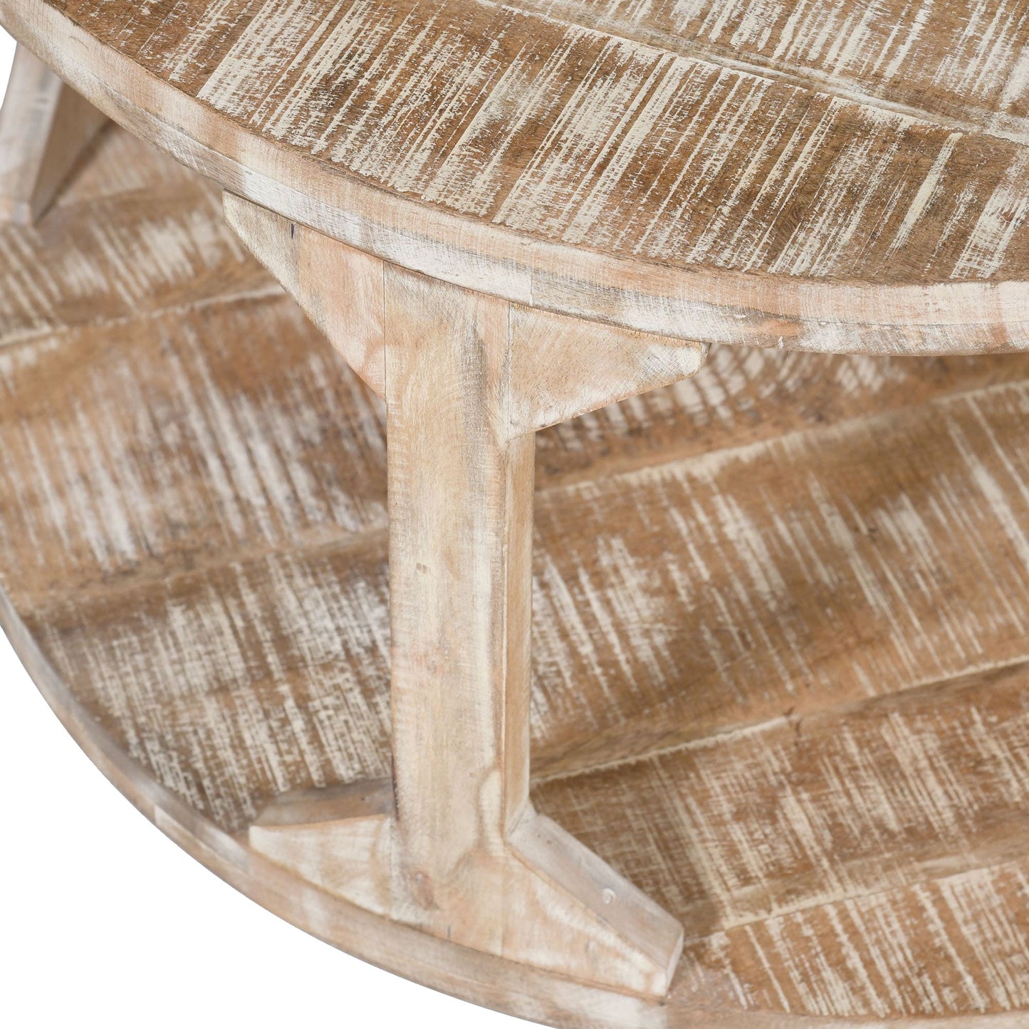 Avni Round Coffee Table in Distressed Natural