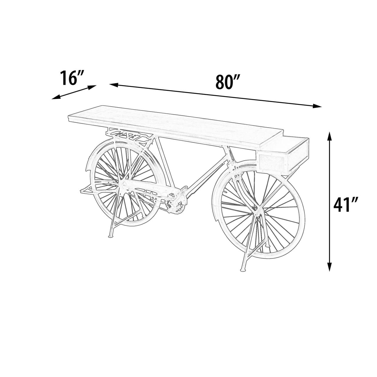 Mountain Blacksmith Authentic Bicycle Console Bar Counter Vintage 80 Inches