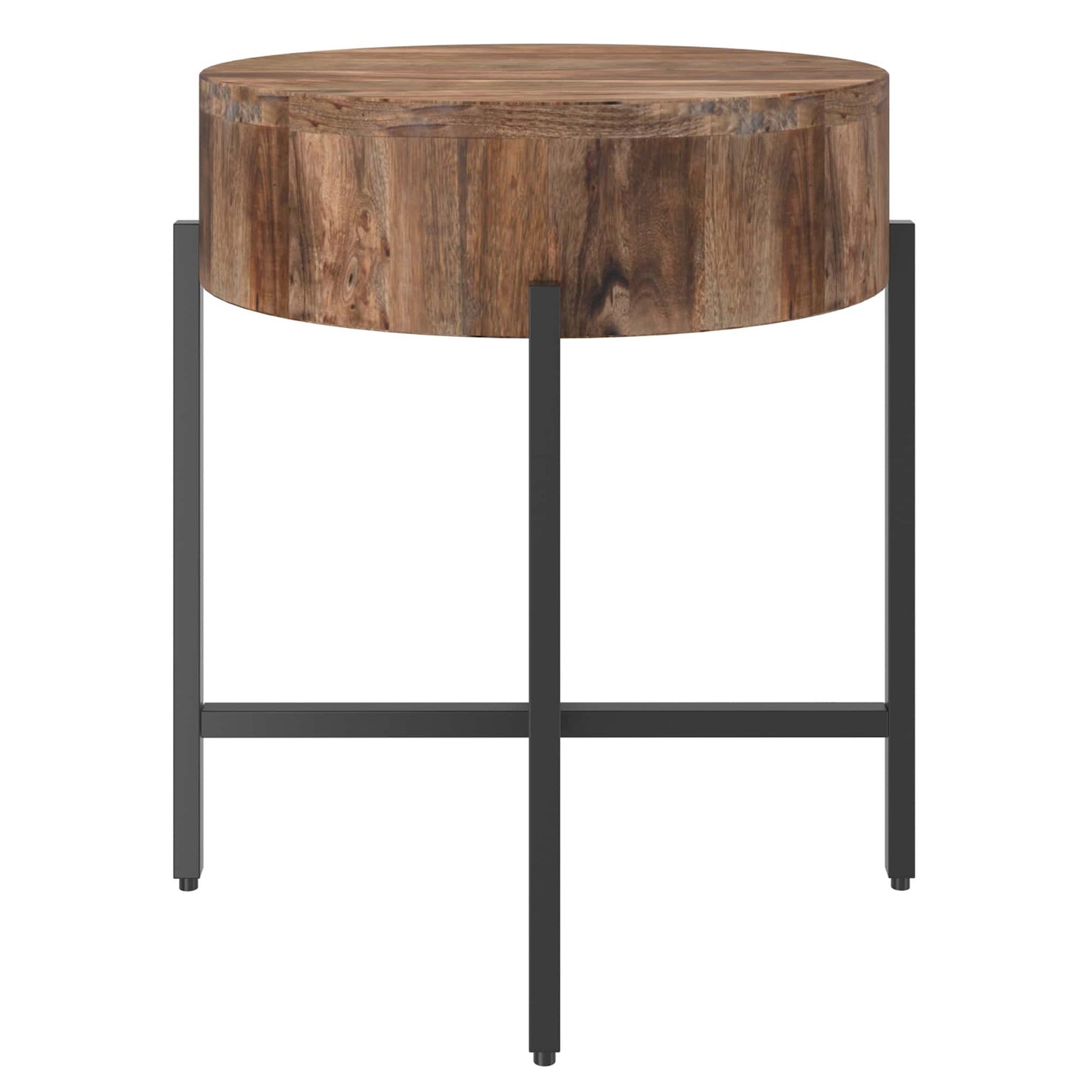 Blox Round Accent Table in Natural and Black