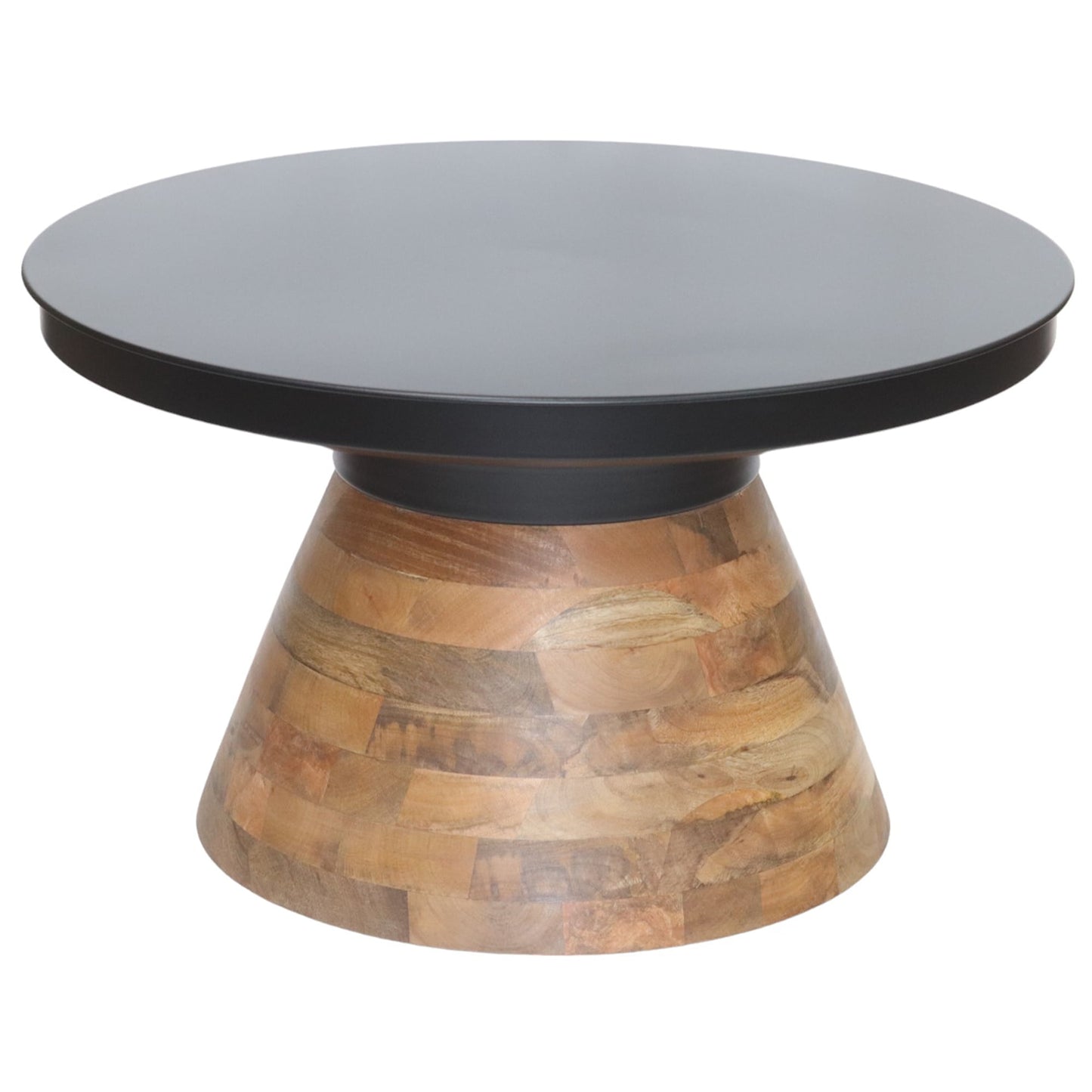 Boden Round Coffee Table in Black and Walnut