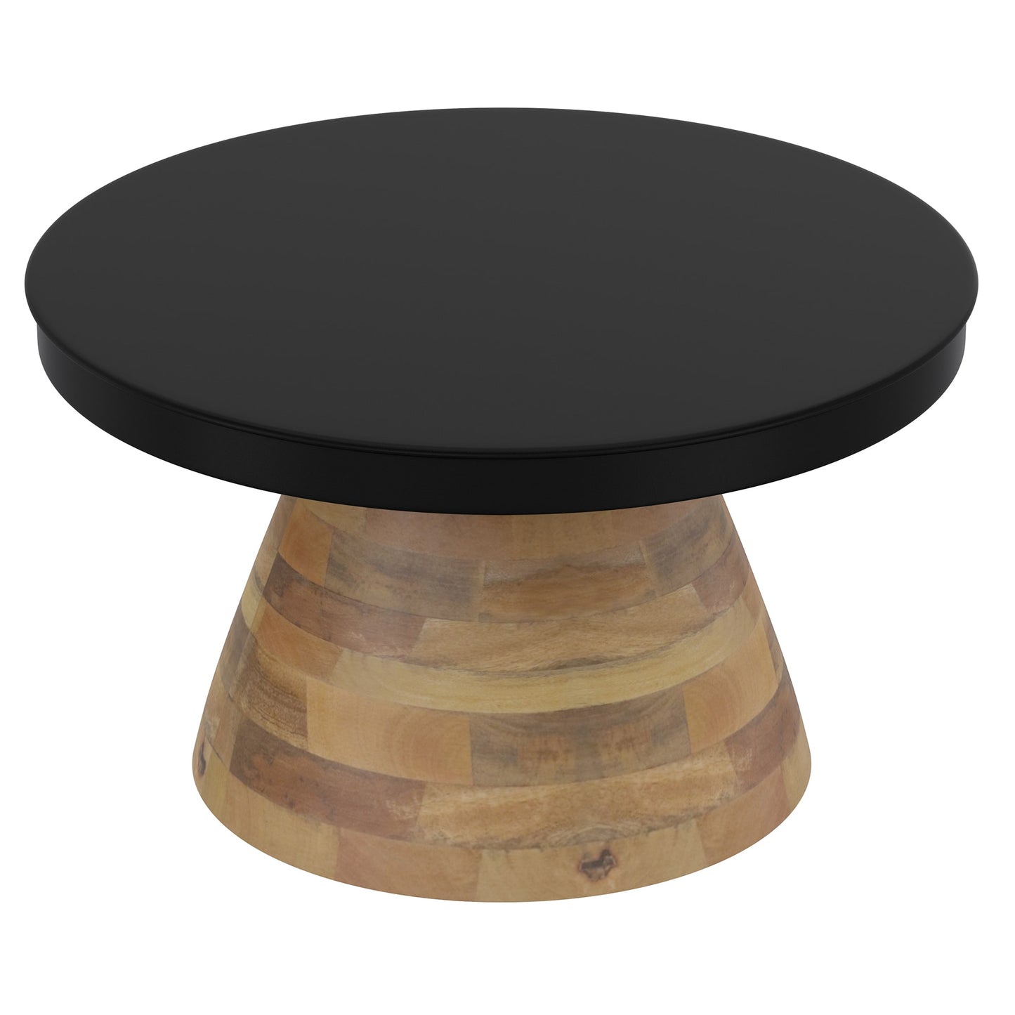 Boden Round Coffee Table in Black and Walnut