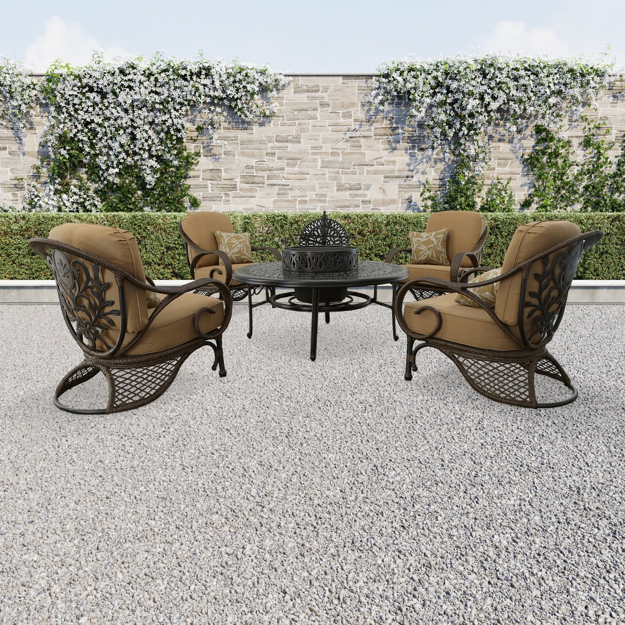 Grand Bonaire Weave 6 Piece All Inclusive Outdoor Firepit Set (KIT)