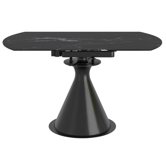 Calisto Round Pedestal Dining Table w/ Extension in Black