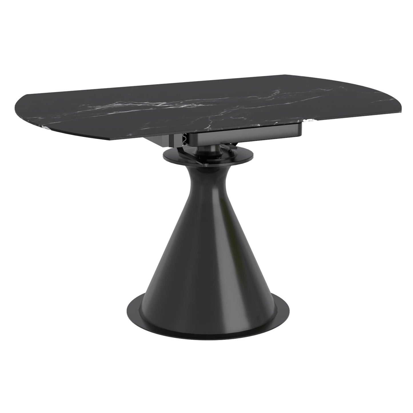 Calisto Round Pedestal Dining Table w/ Extension in Black