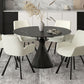 Calisto Round Pedestal Dining Table w/ Extension in Black