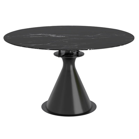 Calisto Round Pedestal Dining Table w/ Extension in Black