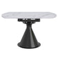 Calisto Round Pedestal Dining Table w/ Extension in White and Black