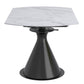 Calisto Round Pedestal Dining Table w/ Extension in White and Black