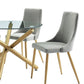 Carmilla 5pc Dining Set in Aged Gold with Grey Chair