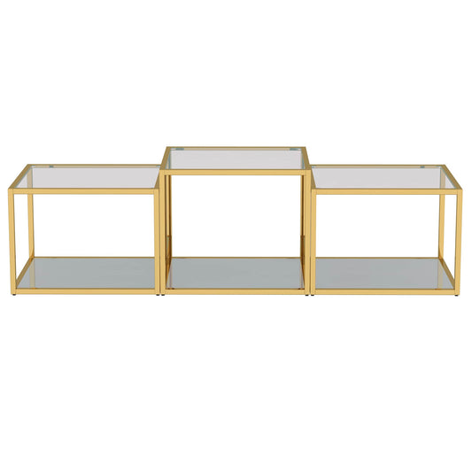 Casini 3pc Multi-Tier Coffee Table Set in Gold