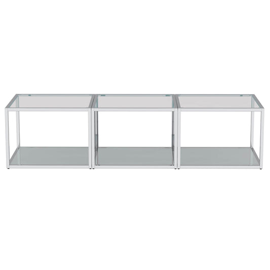 Casini 3pc Small Coffee Table Set in Silver