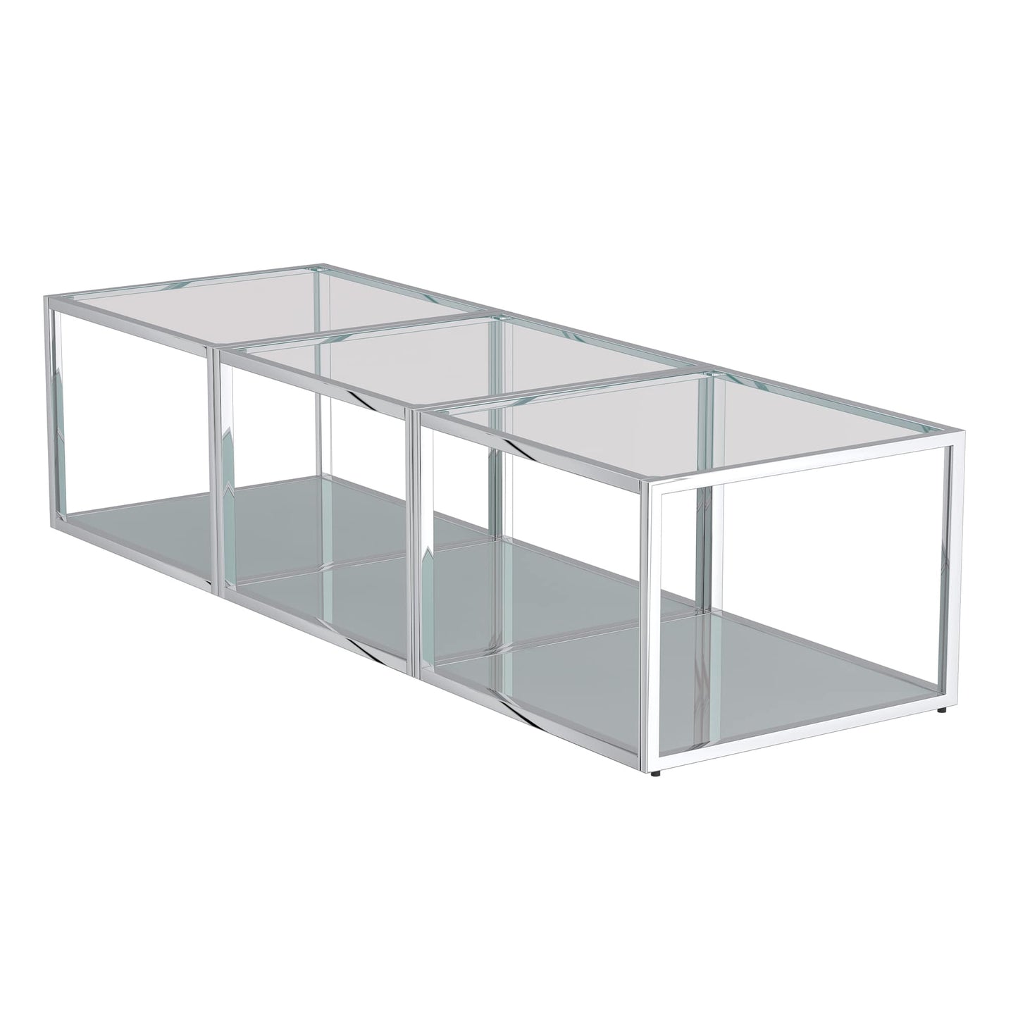 Casini 3pc Small Coffee Table Set in Silver