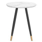 Emery Round Accent Table in White and Black