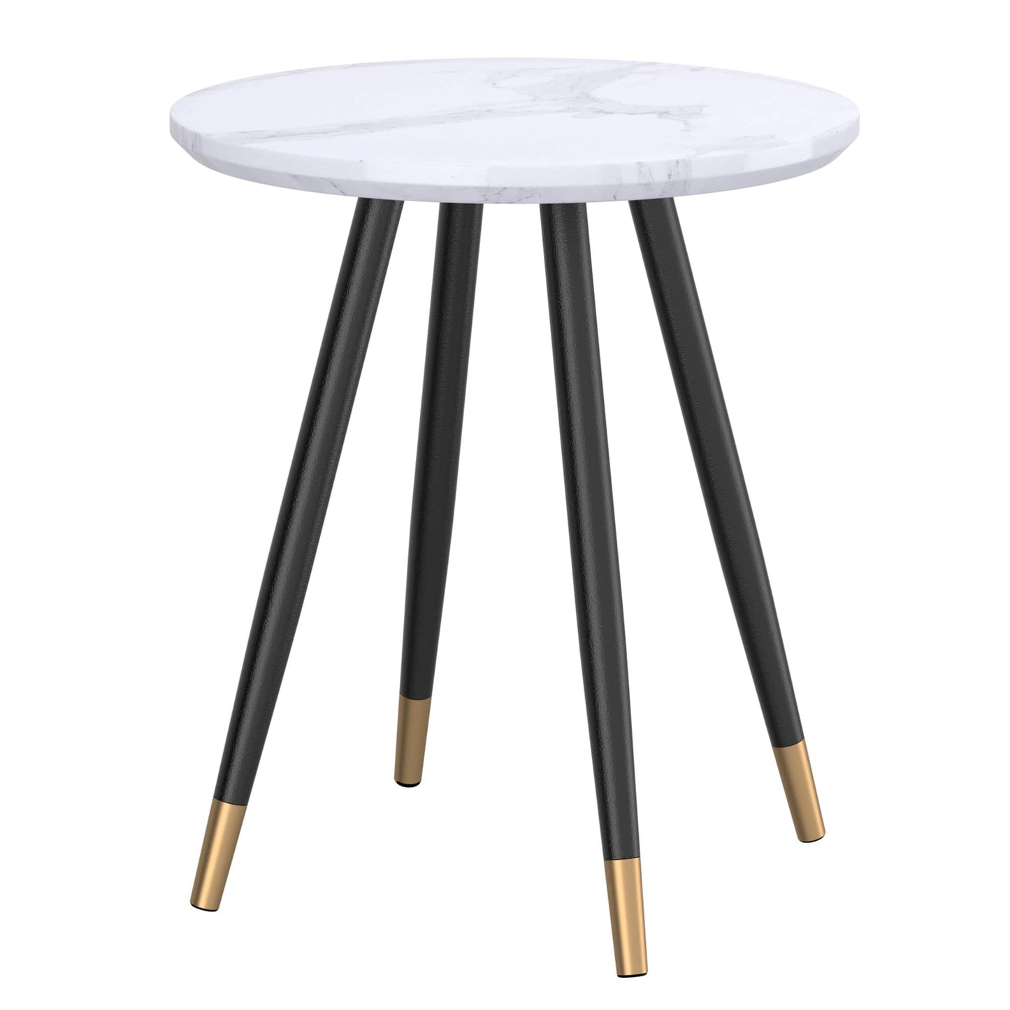 Emery Round Accent Table in White and Black