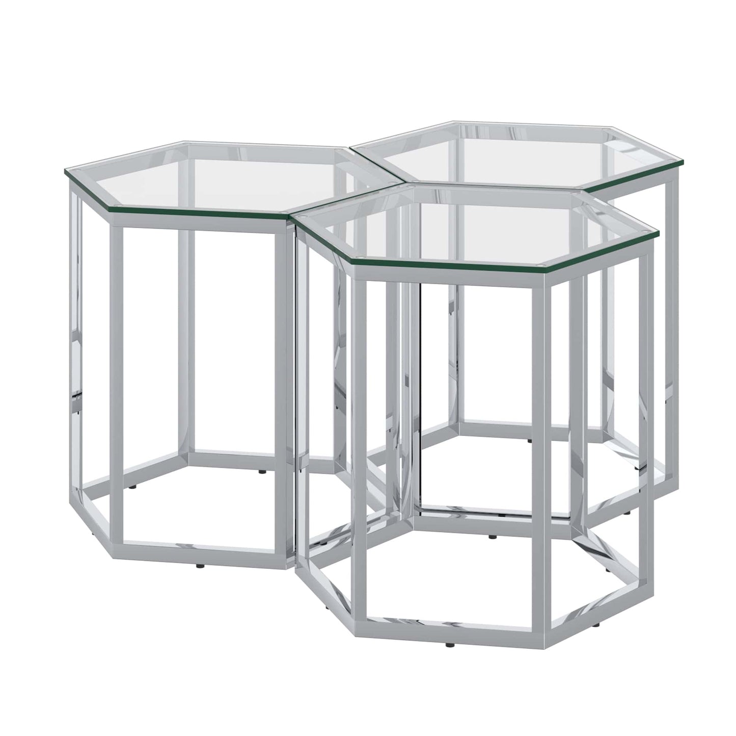 Fleur 3pc Accent Table Set in Silver