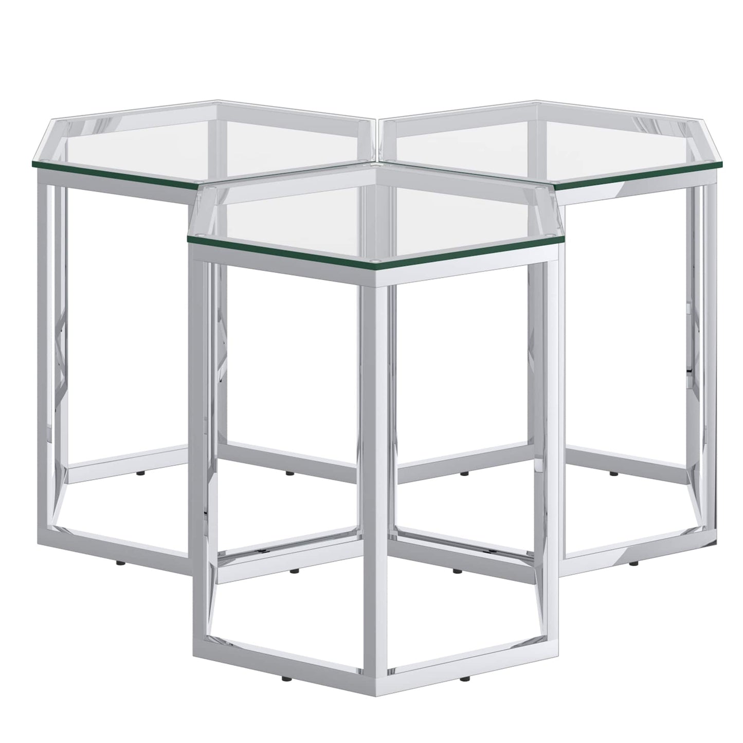 Fleur 3pc Accent Table Set in Silver