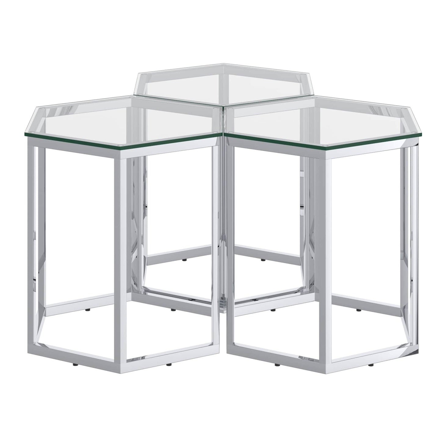 Fleur 3pc Accent Table Set in Silver