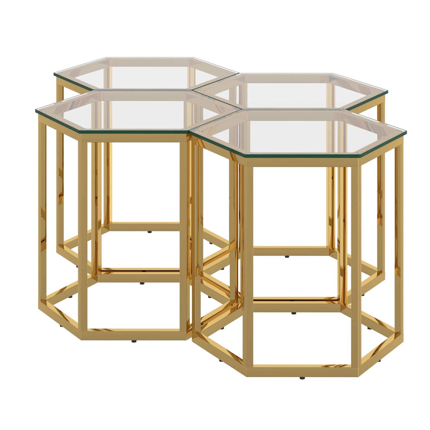 Fleur 4pc Accent Table Set in Gold