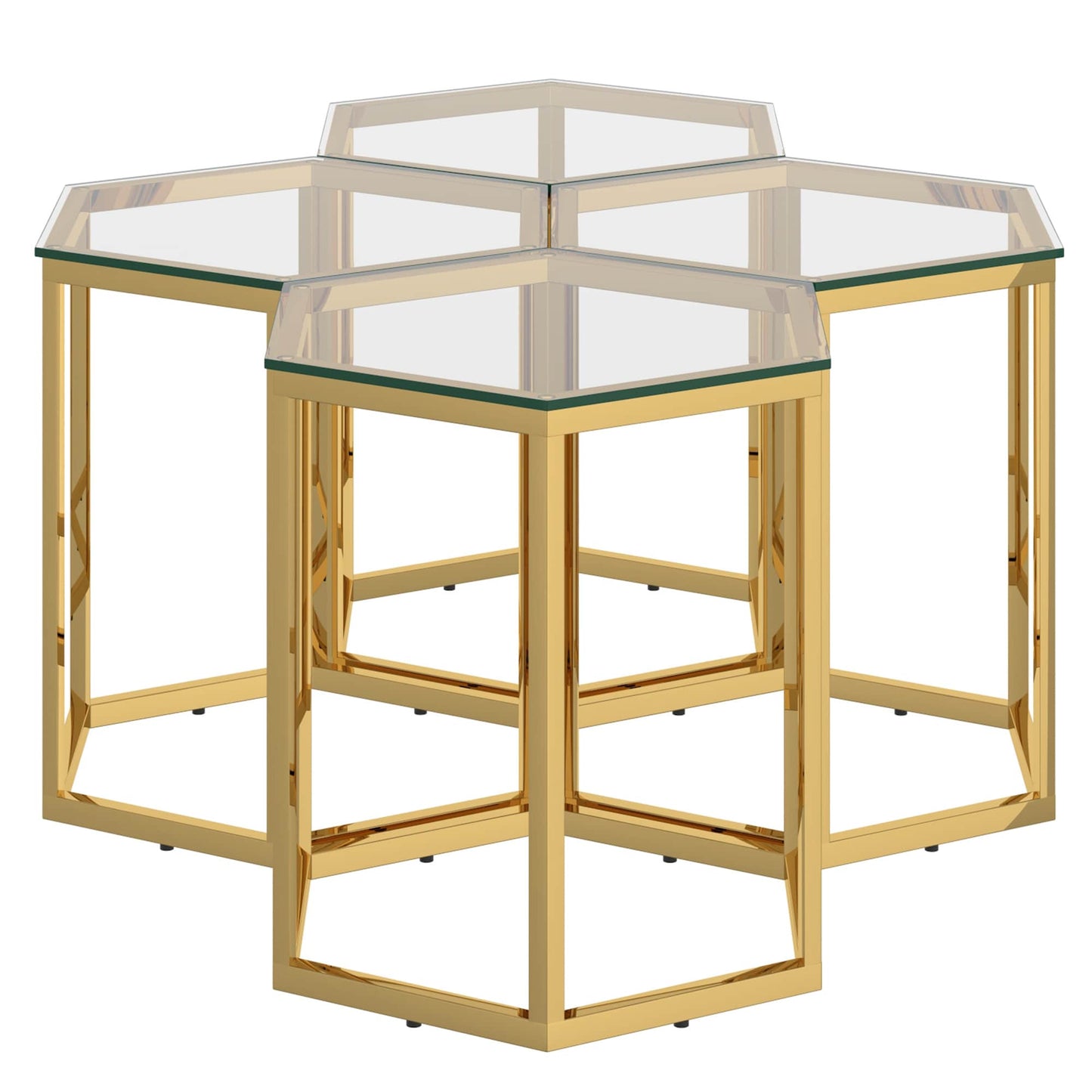 Fleur 4pc Accent Table Set in Gold