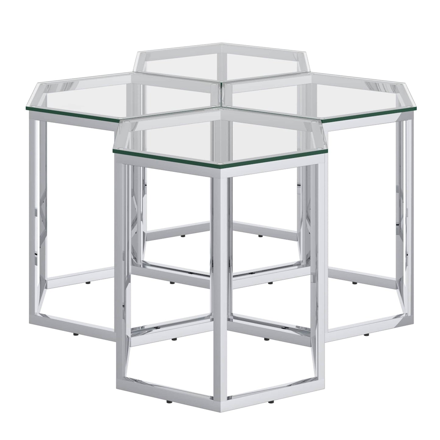 Fleur 4pc Accent Table Set in Silver