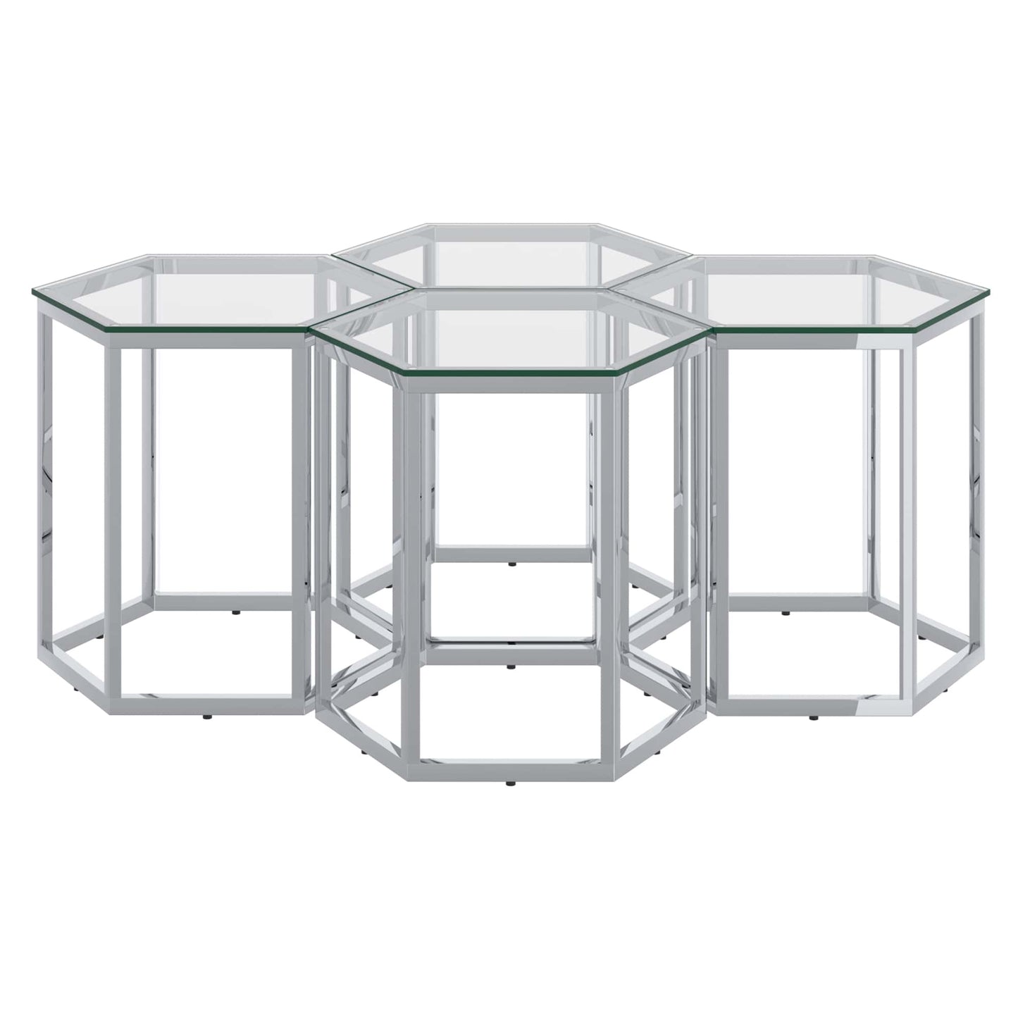 Fleur 4pc Accent Table Set in Silver