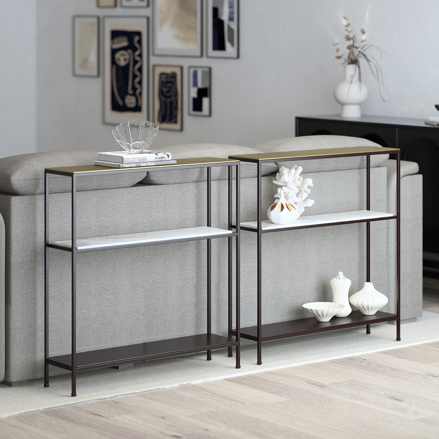 Izzy Console Table in Antique Gold and Black