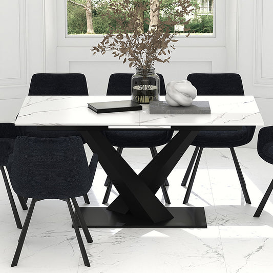 Julius Dining Table w/ Extension in White and Black