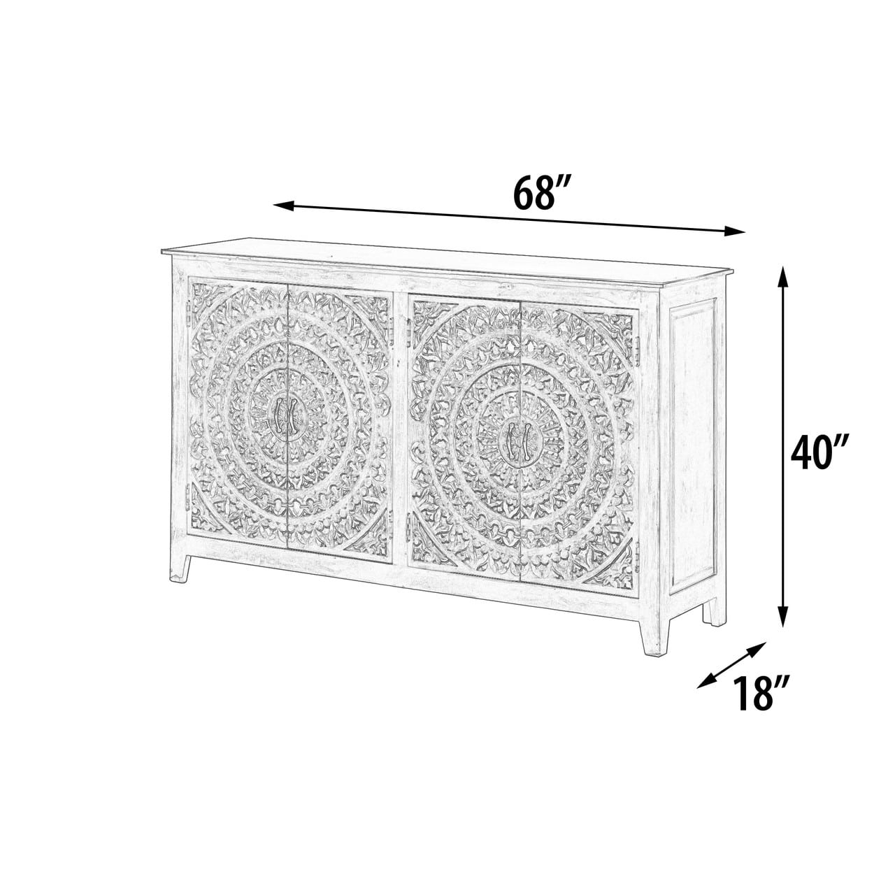 Carved Lace 4 Door Sideboard