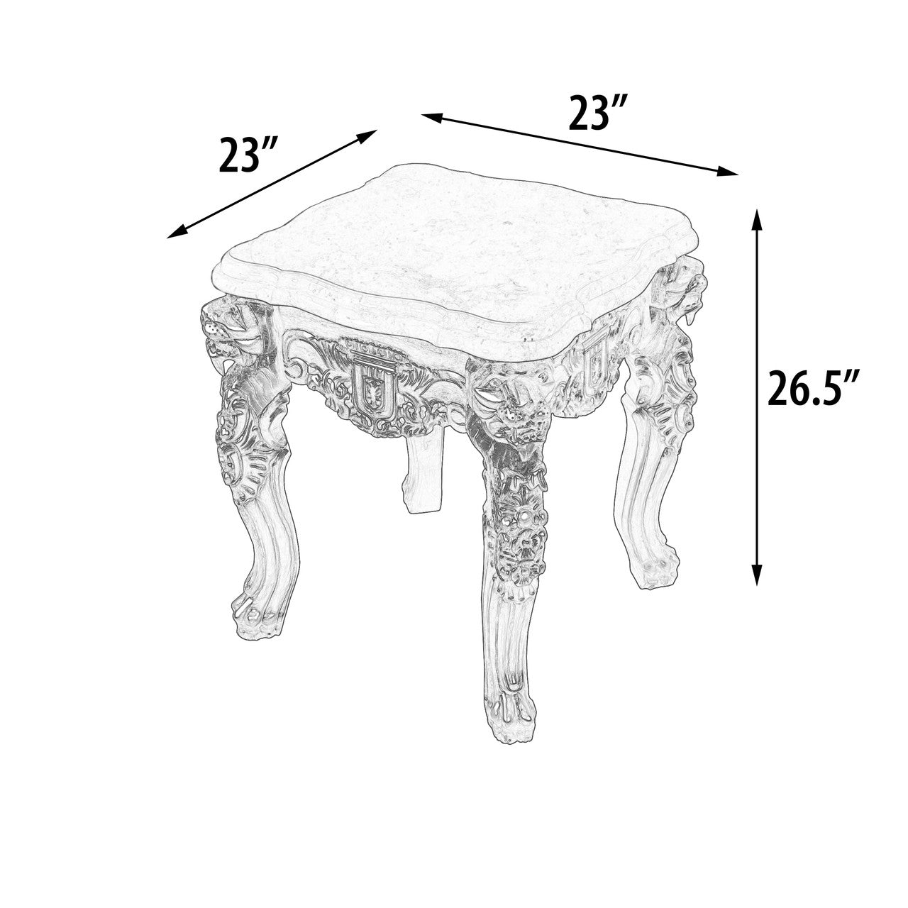 Platina Lion End Table with Marble Top