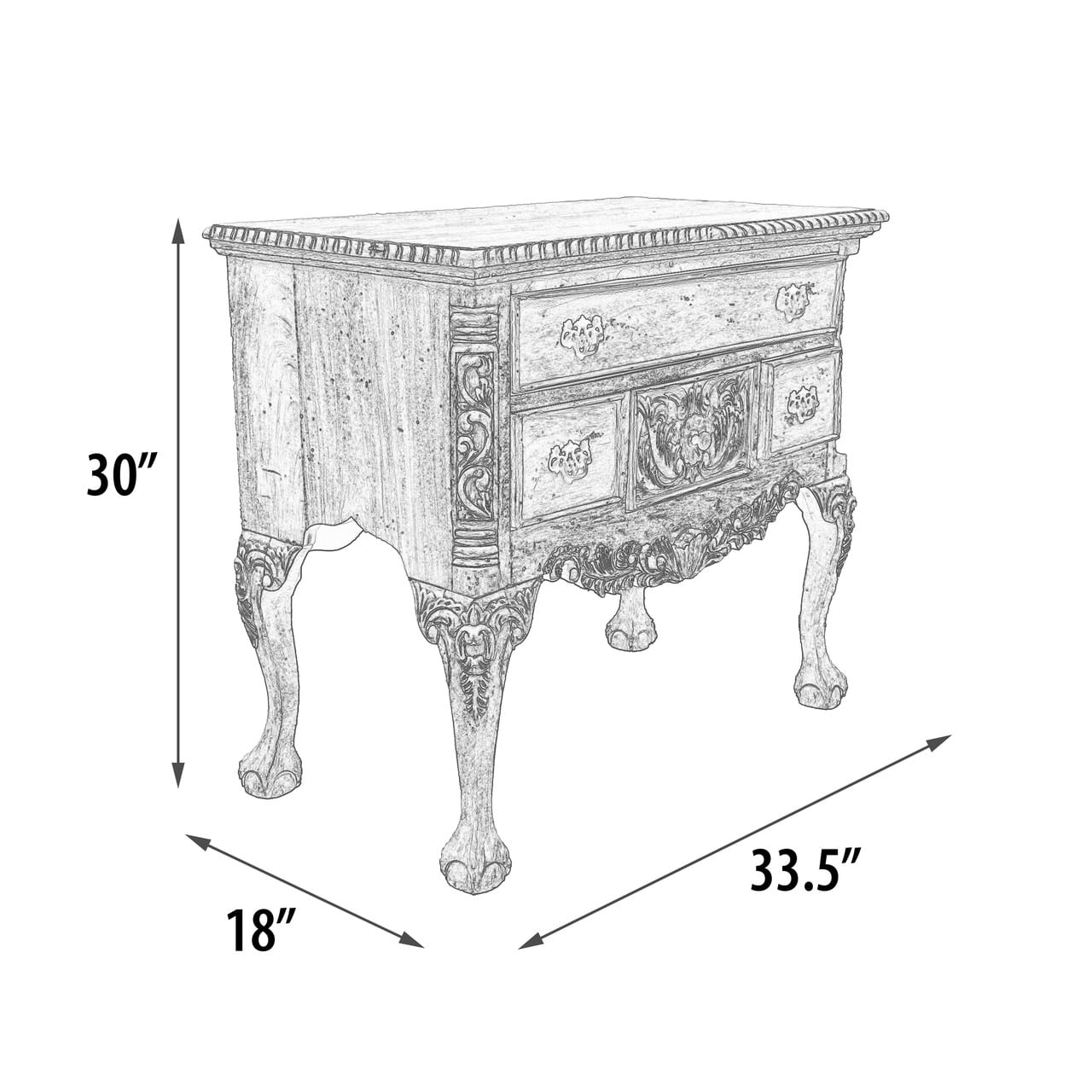 Natural Mahogany Large Chippendale Low Boy