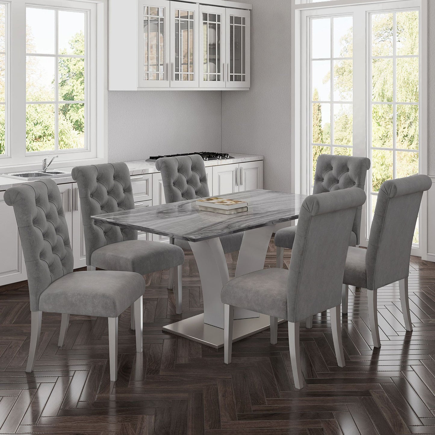 Napoli Rectangular Dining Table in Light Grey