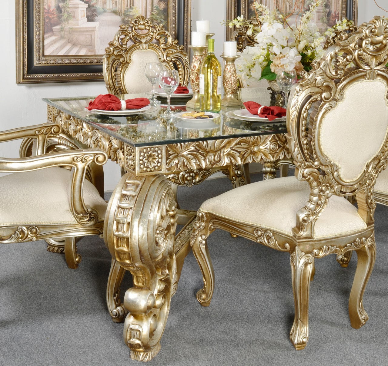 Platine Rococo Dining Table Set of 9